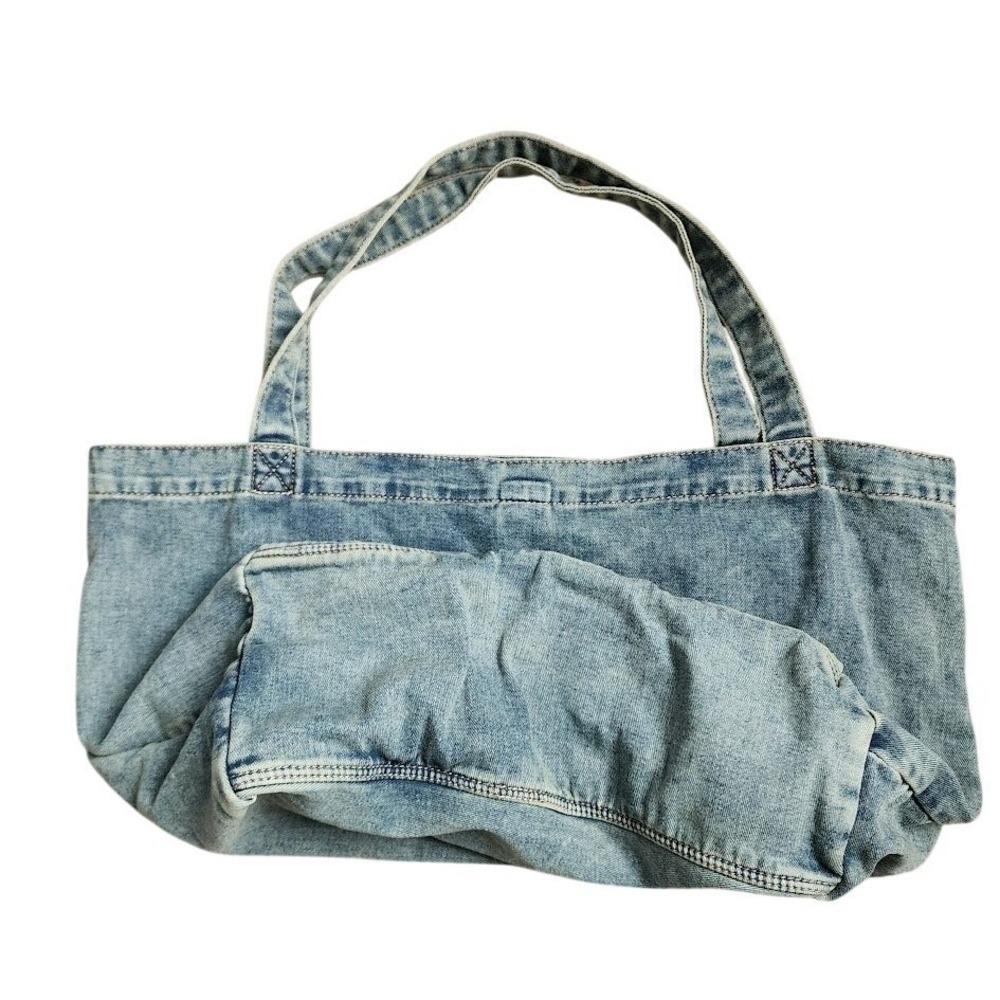 JUDY BLUE Denim Tote Bag Embroidered Logo Casual Everyday‎ - Picture 2 of 6